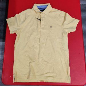 Tommy Hilfiger 1/4 button up short sleeve shirt yellow men's size M